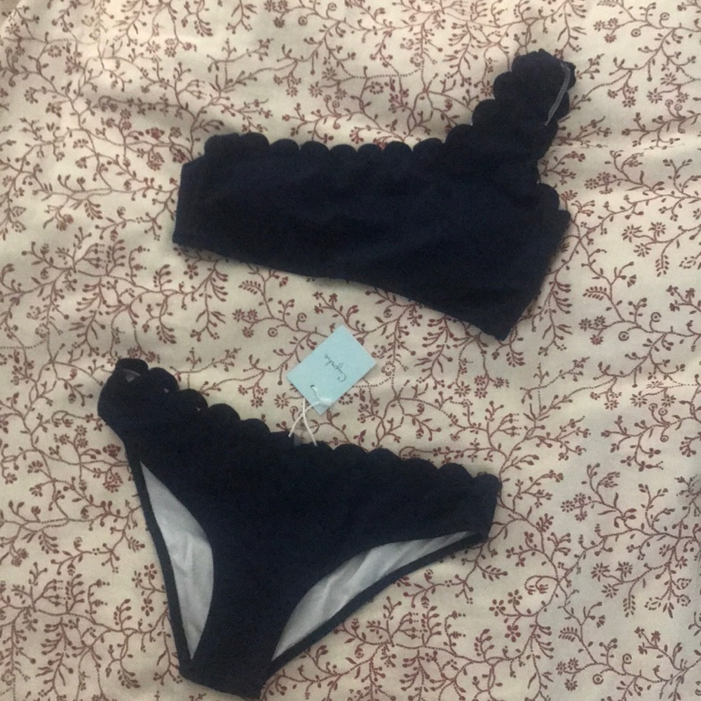 Navy one strap bikini